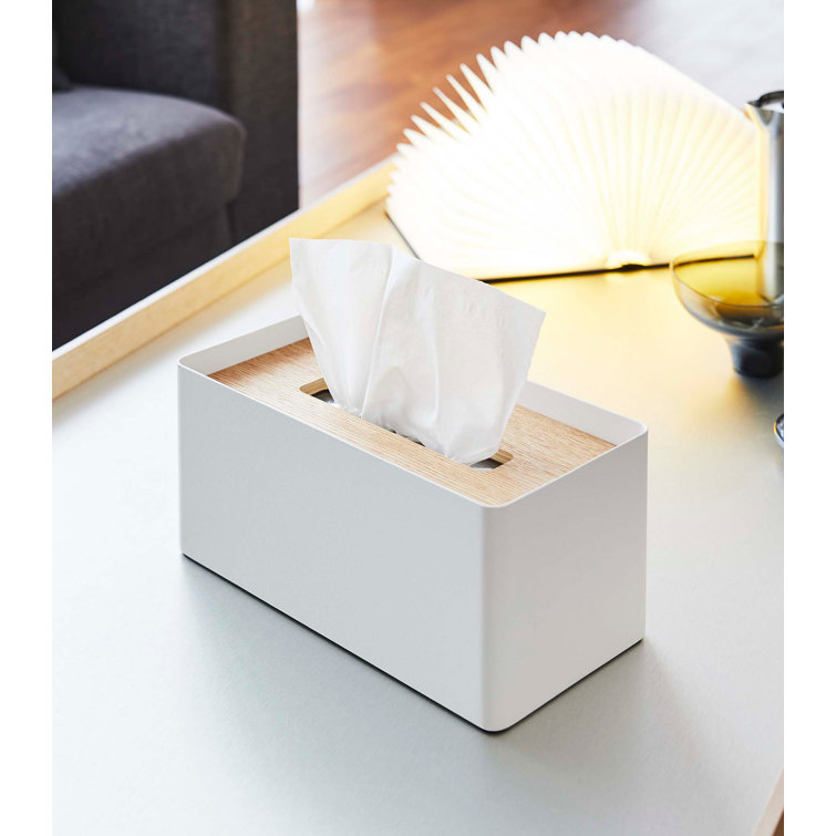 White rectangular tissue box outlet cover